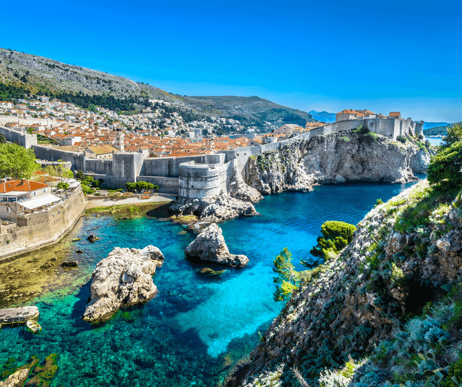 Dubrovniks Mauerwand in Kroatien. 