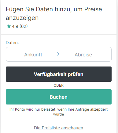 Screenshot der verfügbaren Daten und Termine auf der Click&Boat-Seite, um einen Tagescharter buchen zu können.