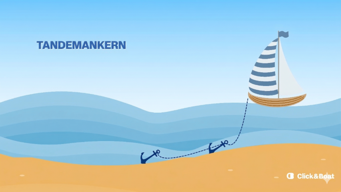 Schema zum Tandemankern von Booten