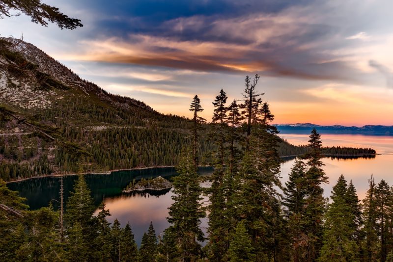 Sun setting over South Lake Tahoe