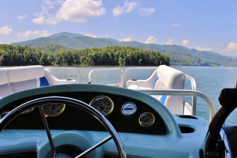 Steering wheel of a pontoon boat