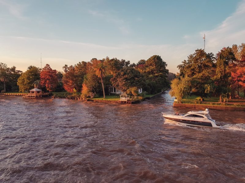 motorboat completing the Great Loop during the fall