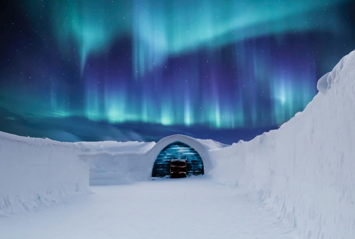 The Northern Lights visible from the northern Arctic Lapland region of Norway