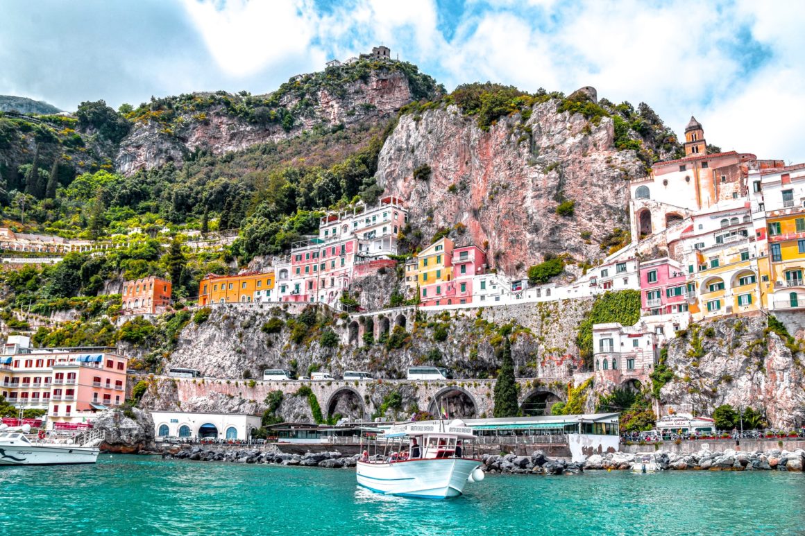 View of the Amalfi Coast from the water