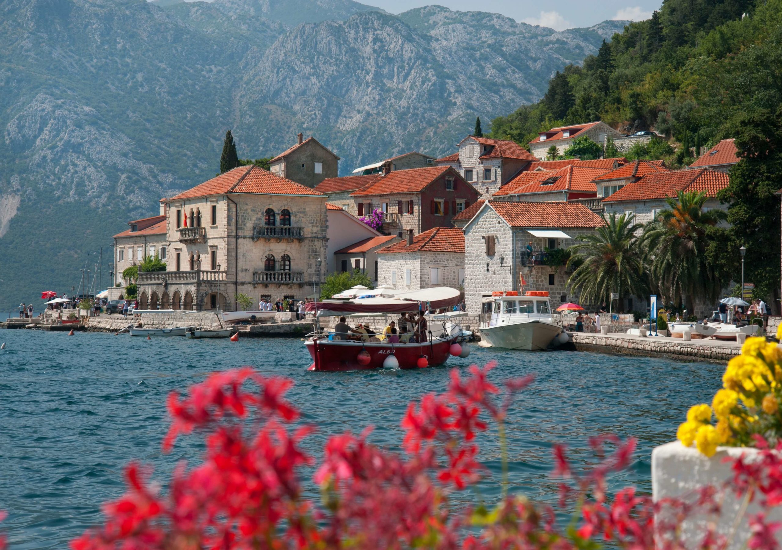 Boats sailing in Perast, Kotor for a holiday in Montenegro