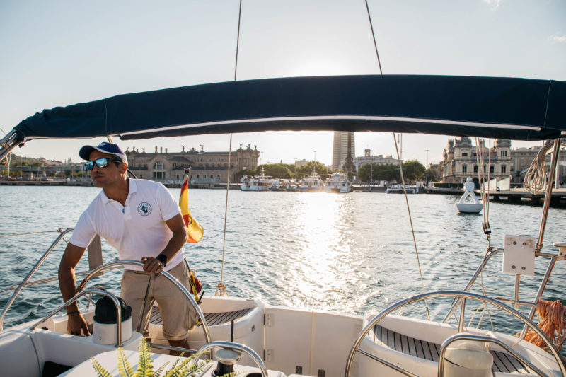 A person on a yacht charter in Barcelona Port Vell