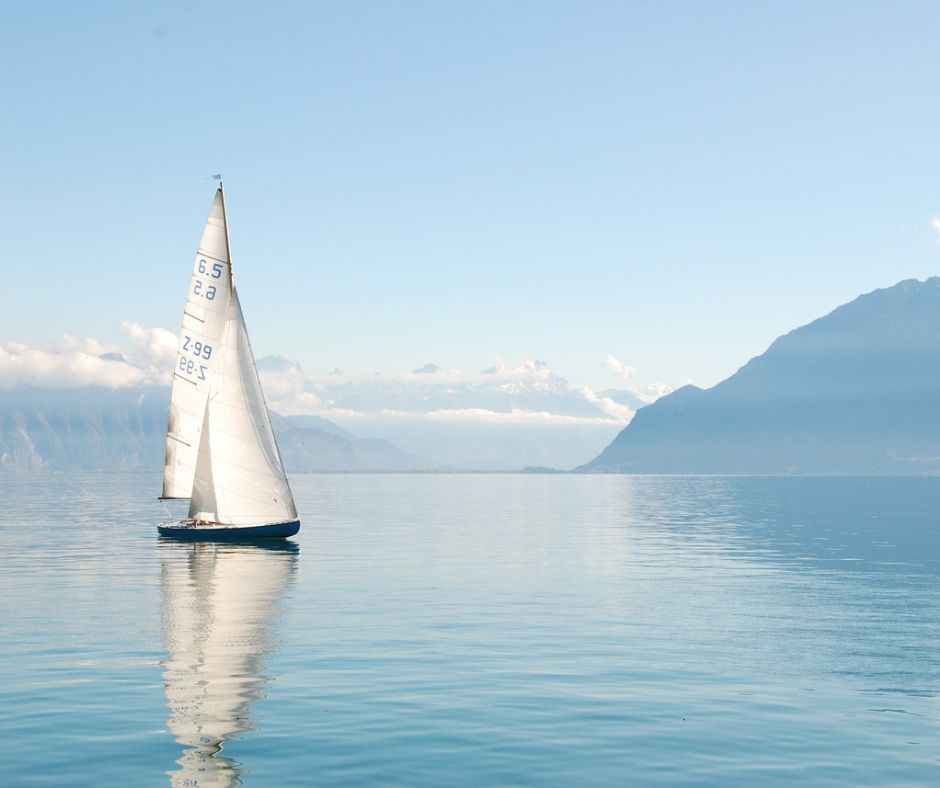 Boating in Lake Geneva on a sailboat