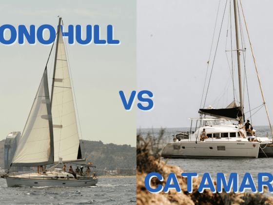 Monohull sailboat and catamaran side-by-side comparison