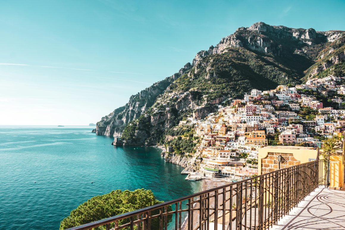 The colorful village of Positano cascading down the cliffside.
