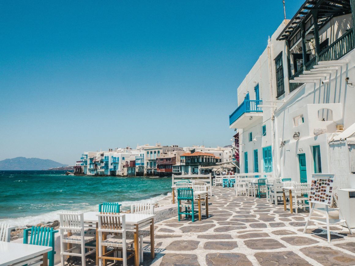 Little Venice waterfront in Mykonos.