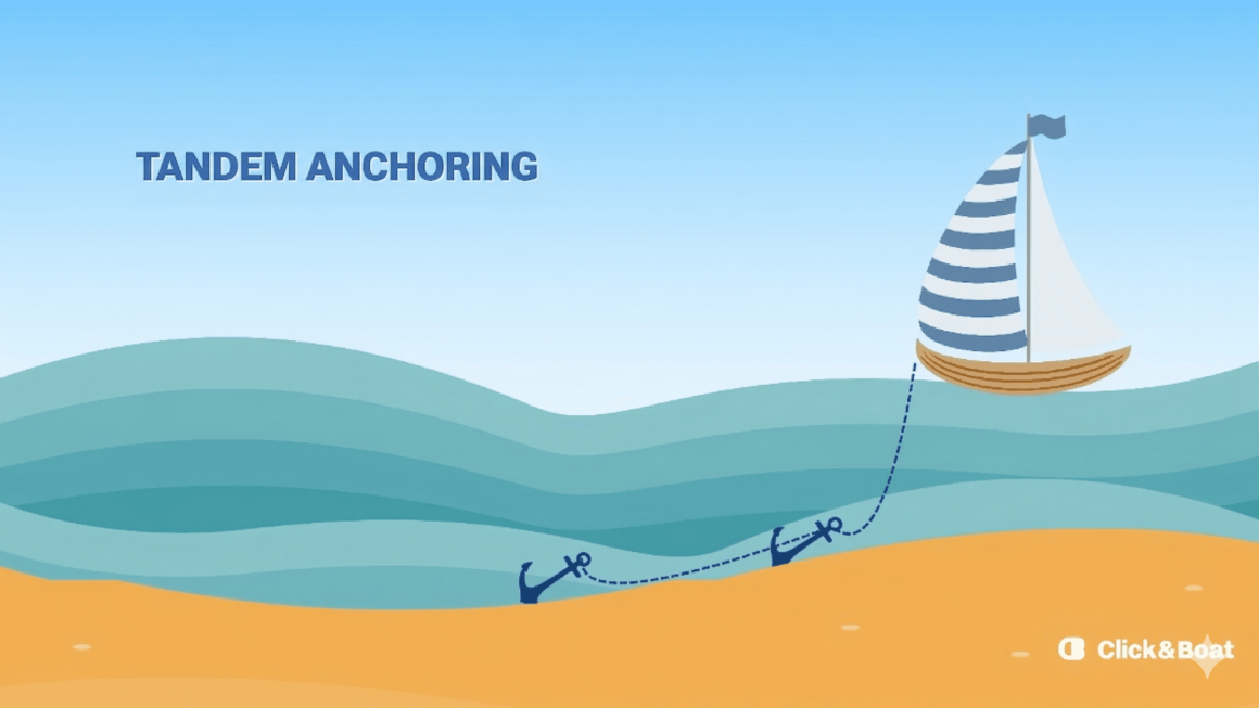 Illustration of tandem anchor mooring.