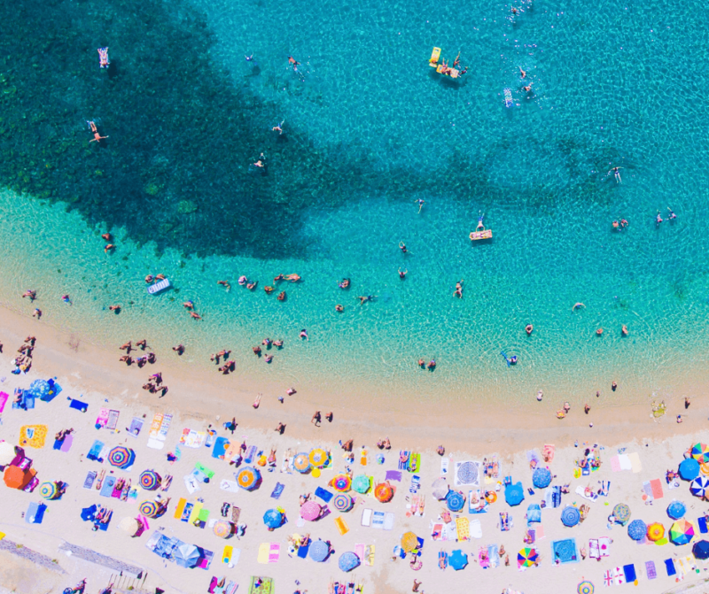 Vista aérea de una de las playas de Corfú. 