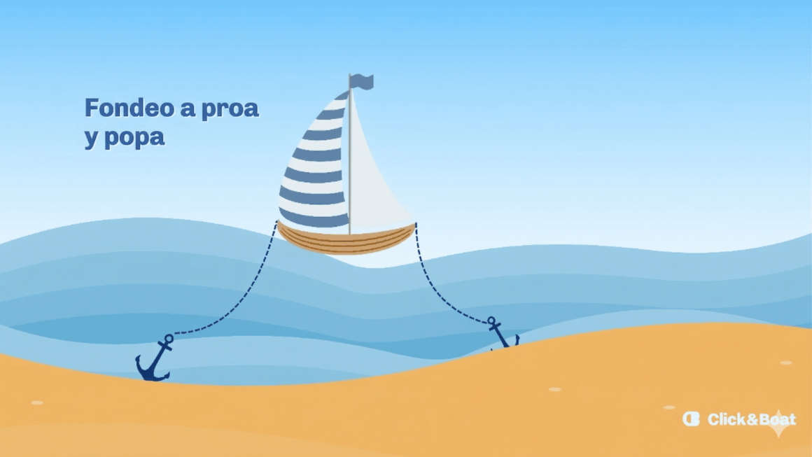 Fondeo por proa y popa.