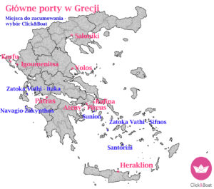 mapa porty grecja cumowanie