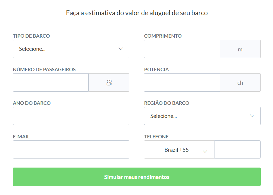 Faça uma simulação do valor do aluguel de seu barco para saber quanto cobrar em seu anúncio