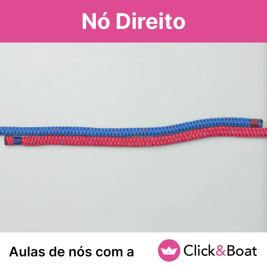 O nó direito, ou nó quadrado, é muito utilizado para unir cabos ou cordas de mesma espessura