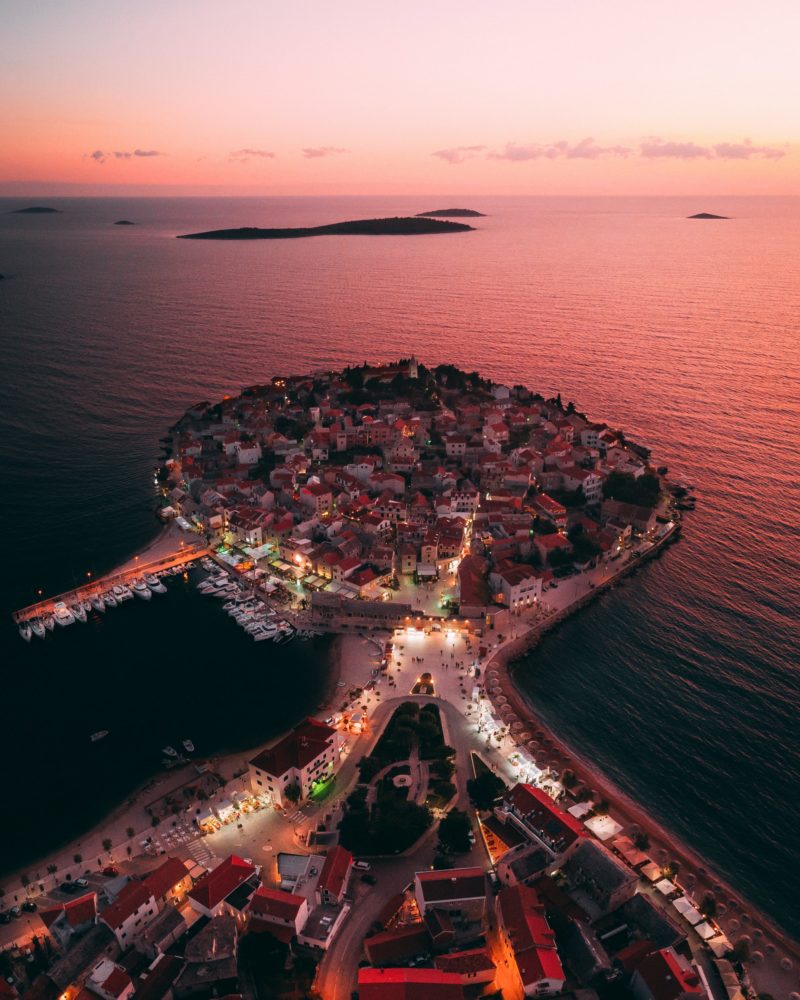 View of Primosten during sunset