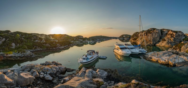 Boats anchored in Norway