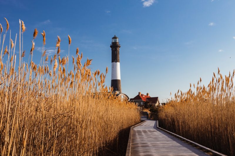 View of a lighthouse located in the Hamptons, NY