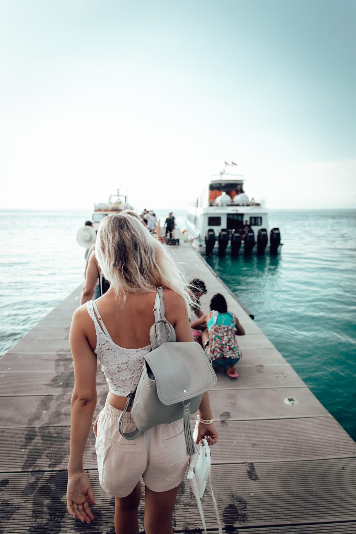 Women boarding a boat
