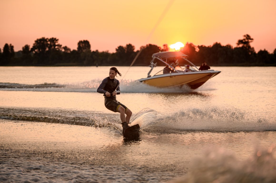 Wakeboarding from a motorboat
