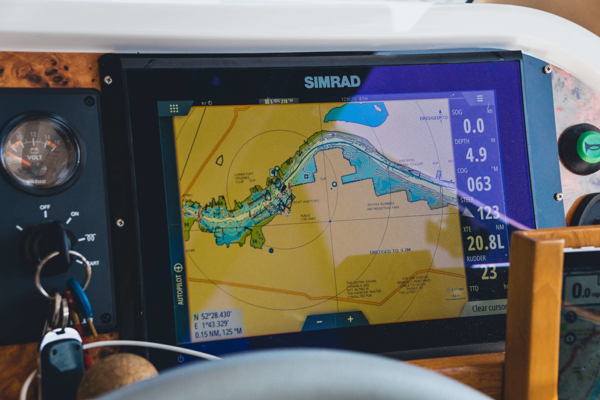 A nautical chart GPS system on a boat