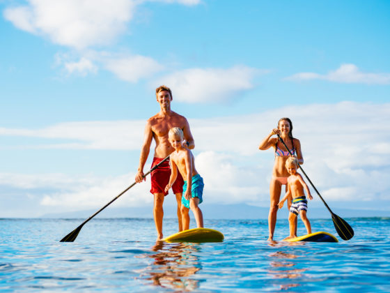 Family on Paddleboards in the British Virgin Islands