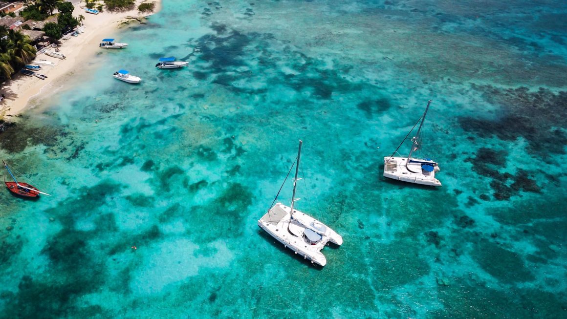 Catamarans on the coast of the Dominican Republic