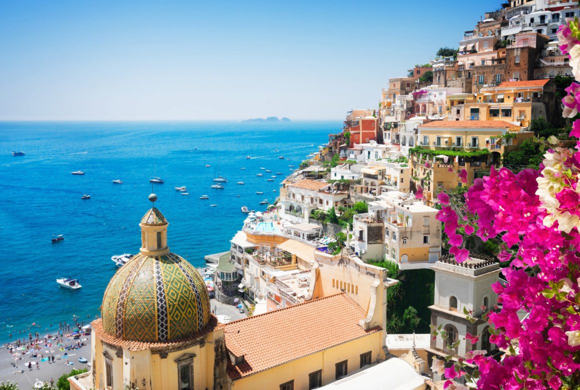 Positano Coast with City on the Hillside 