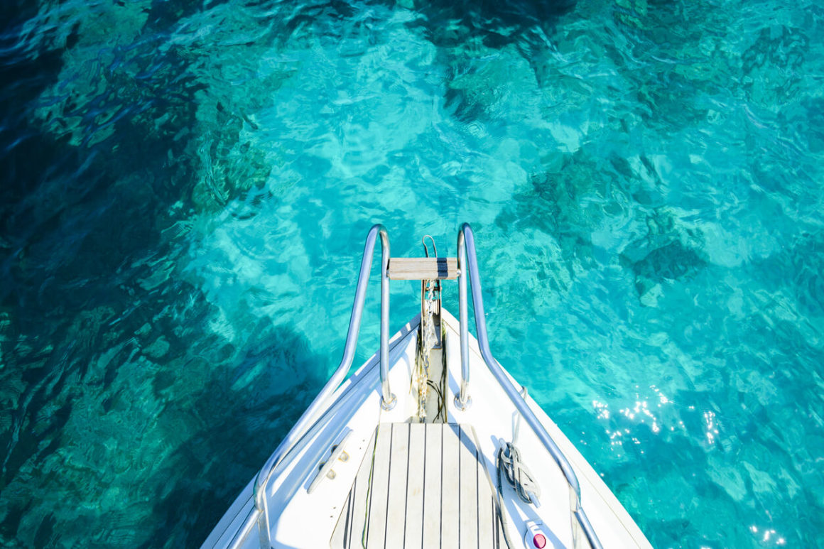 aerial view of the bow of a boat