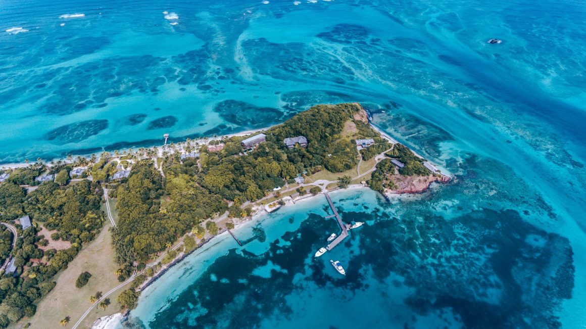 Aerial view of Little Saint Vincent and the Grenadines 
