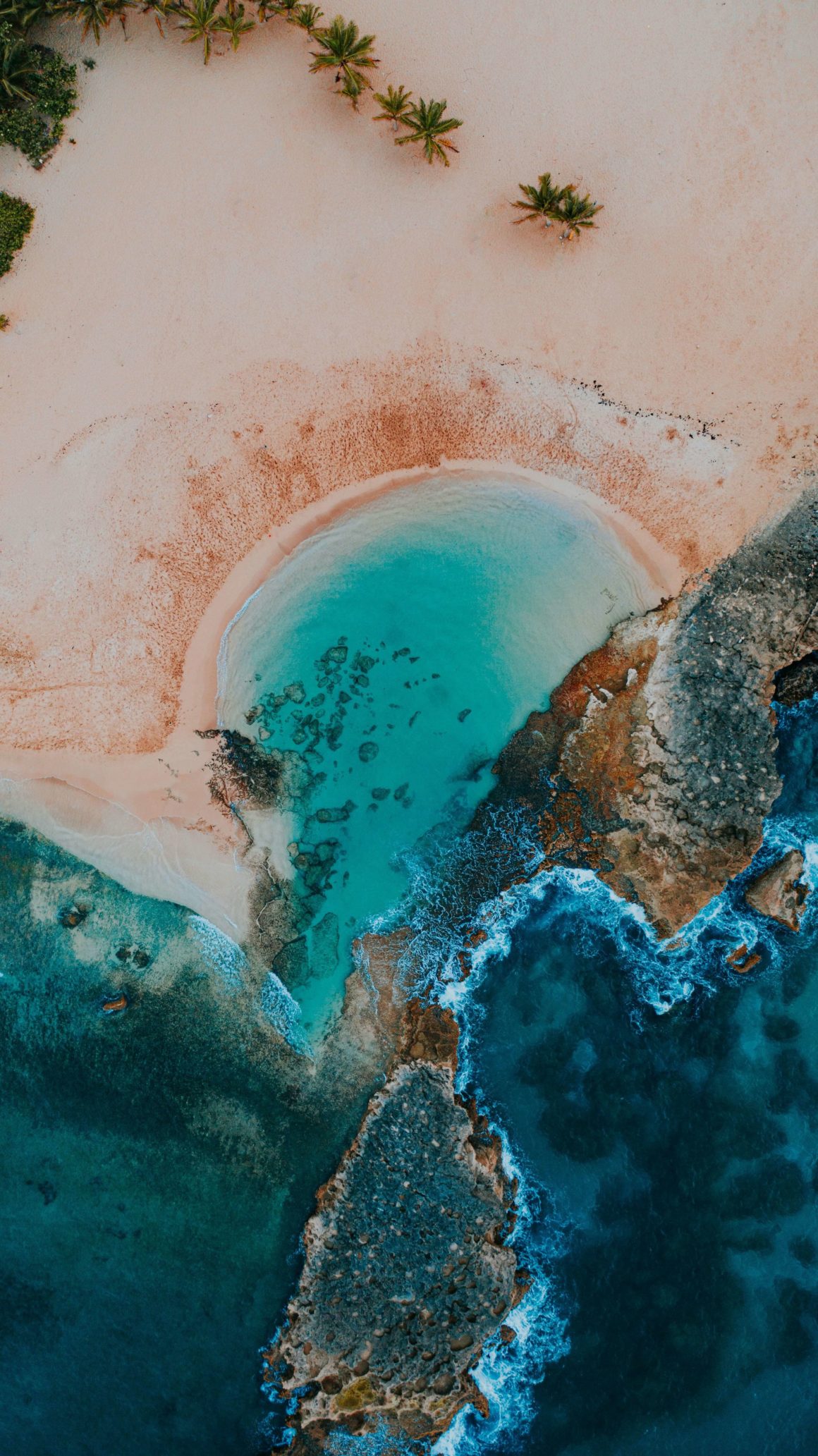 Aerial shot of the sand and sea of Puerto Rico 