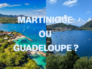 baie en Martinique et une baie en Guadeloupe avec le texte « Martinique ou Guadeloupe ? »