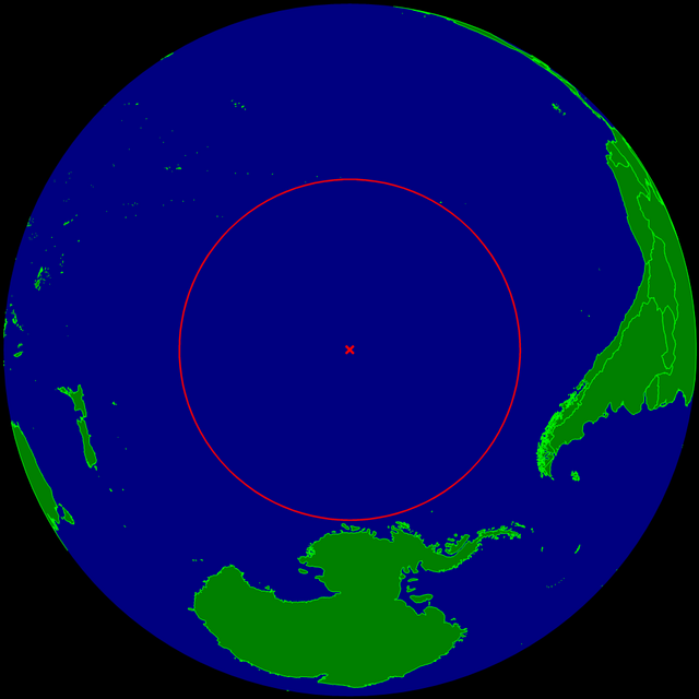 Carte du Pacifique sud montrant la position du Point Nemo