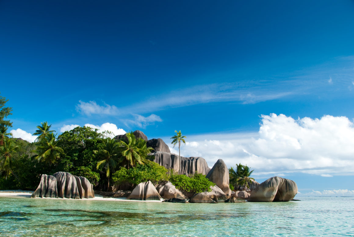 Plage d’Anse Source d’Argent et rochers de granit aux Seychelles