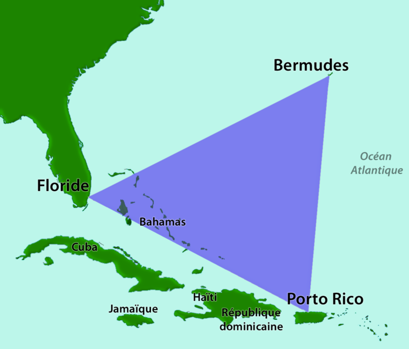 Carte délimitant la zone triangulaire entre la Floride, Porto Rico et les Bermudes.